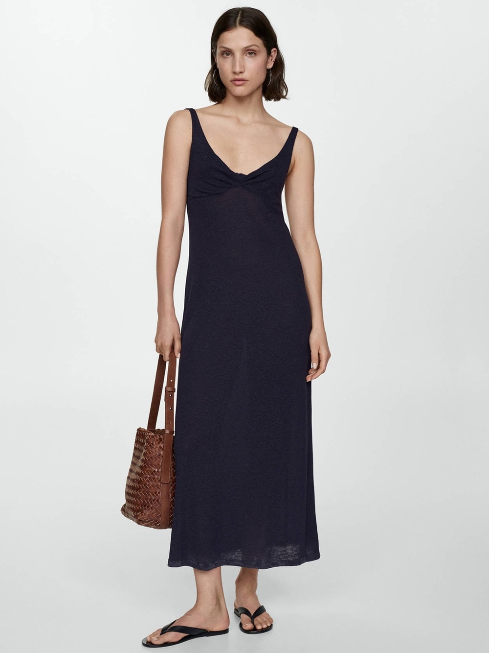 Mango linen dress navy